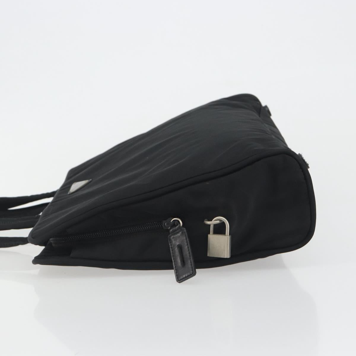 PRADA Hand Bag Nylon Black Silver Auth ep15229