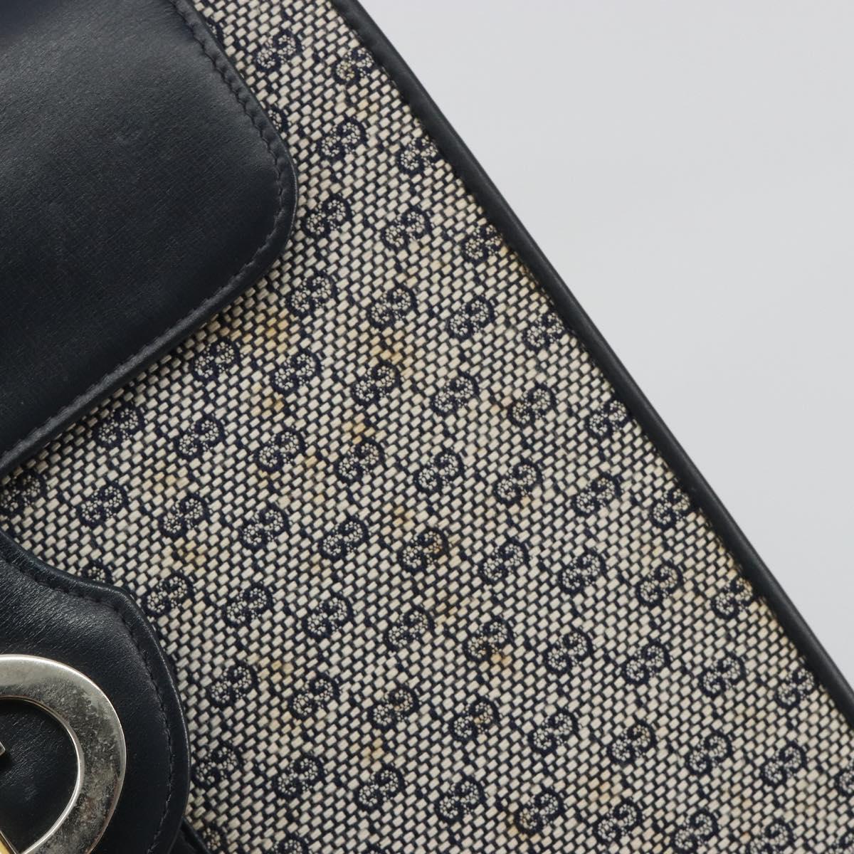 GUCCI Micro GG Canvas Shoulder Bag Navy Gold Tone Auth ep15230