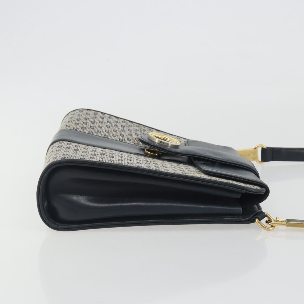 GUCCI Micro GG Canvas Shoulder Bag Navy Gold Tone Auth ep15230