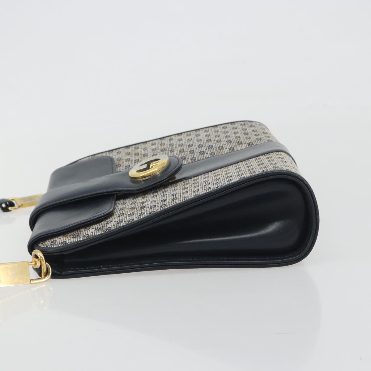 GUCCI Micro GG Canvas Shoulder Bag Navy Gold Tone Auth ep15230
