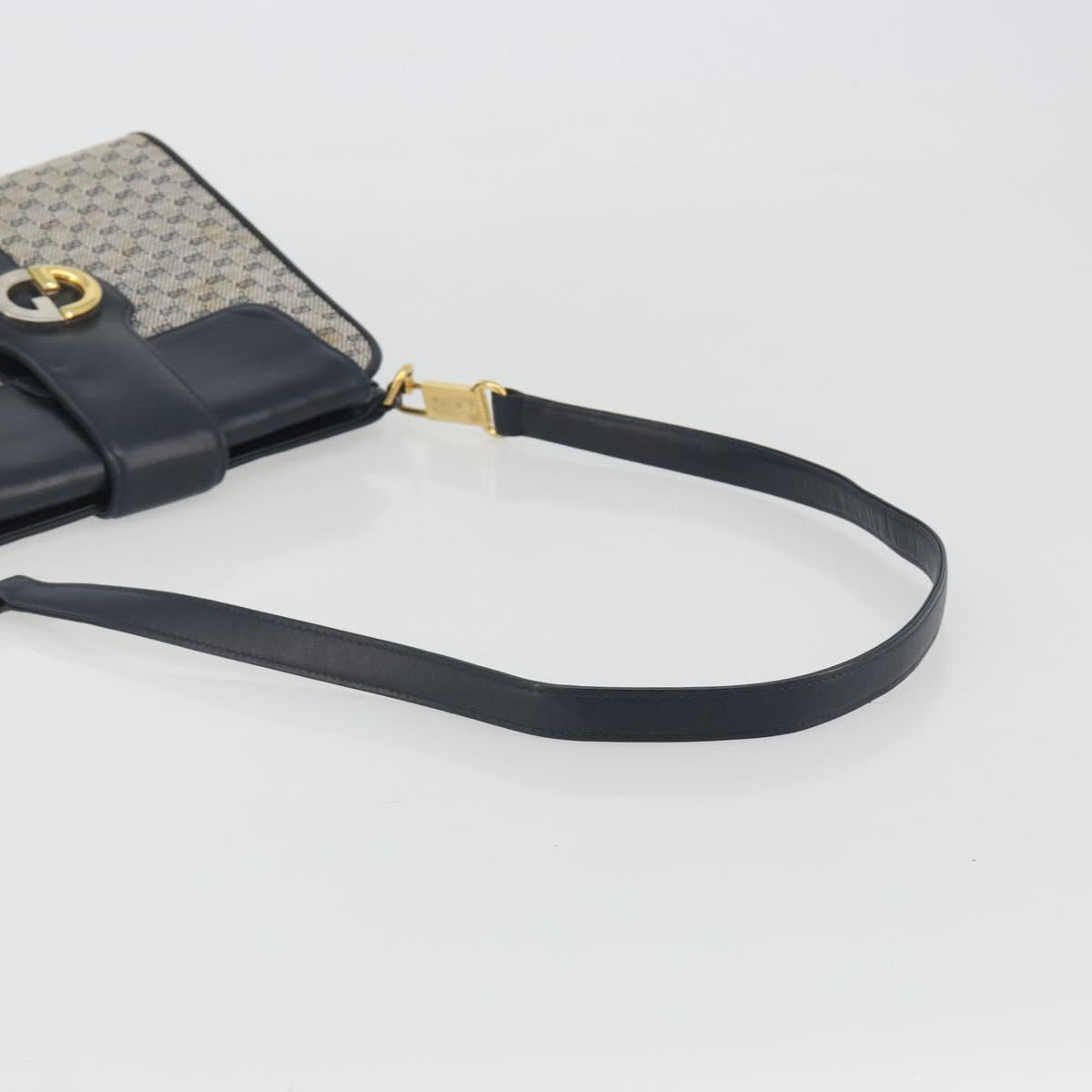 GUCCI Micro GG Canvas Shoulder Bag Navy Gold Tone Auth ep15230