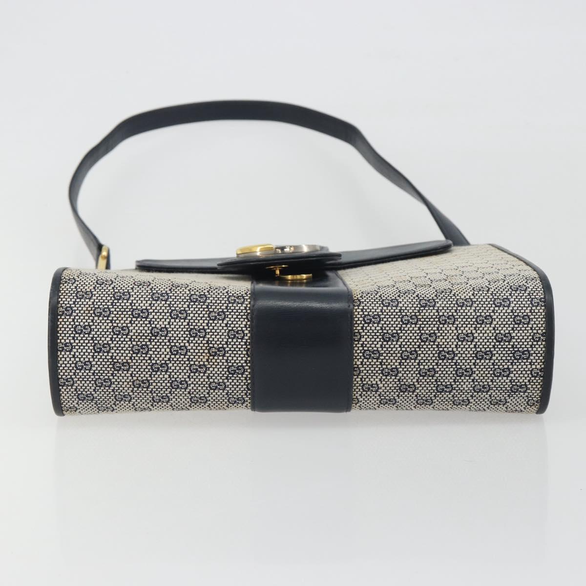 GUCCI Micro GG Canvas Shoulder Bag Navy Gold Tone Auth ep15230