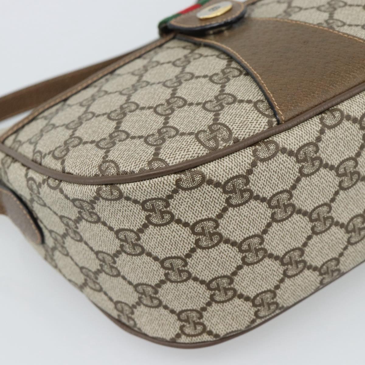 GUCCI GG Supreme Shoulder Bag PVC Leather Beige Gold Tone 89 02 032 Auth ep15231