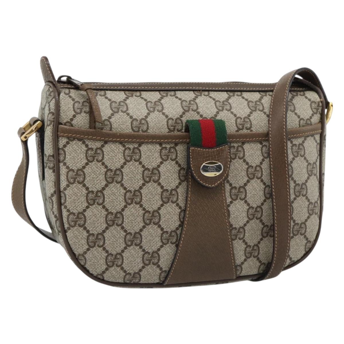 GUCCI GG Supreme Shoulder Bag PVC Leather Beige Gold Tone 89 02 032 Auth ep15231