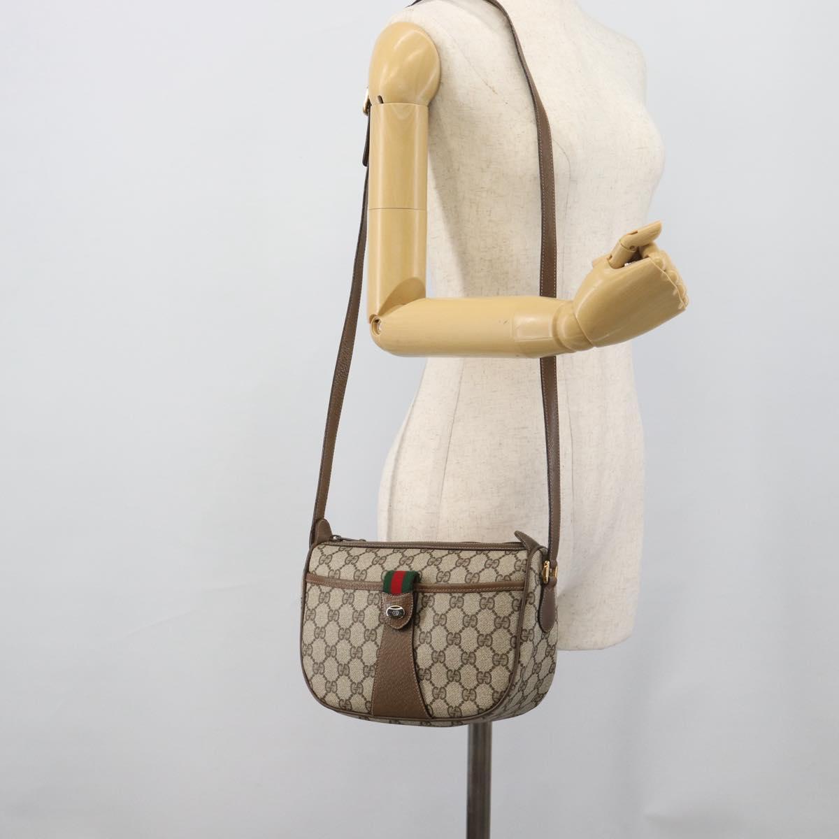 GUCCI GG Supreme Shoulder Bag PVC Leather Beige Gold Tone 89 02 032 Auth ep15231