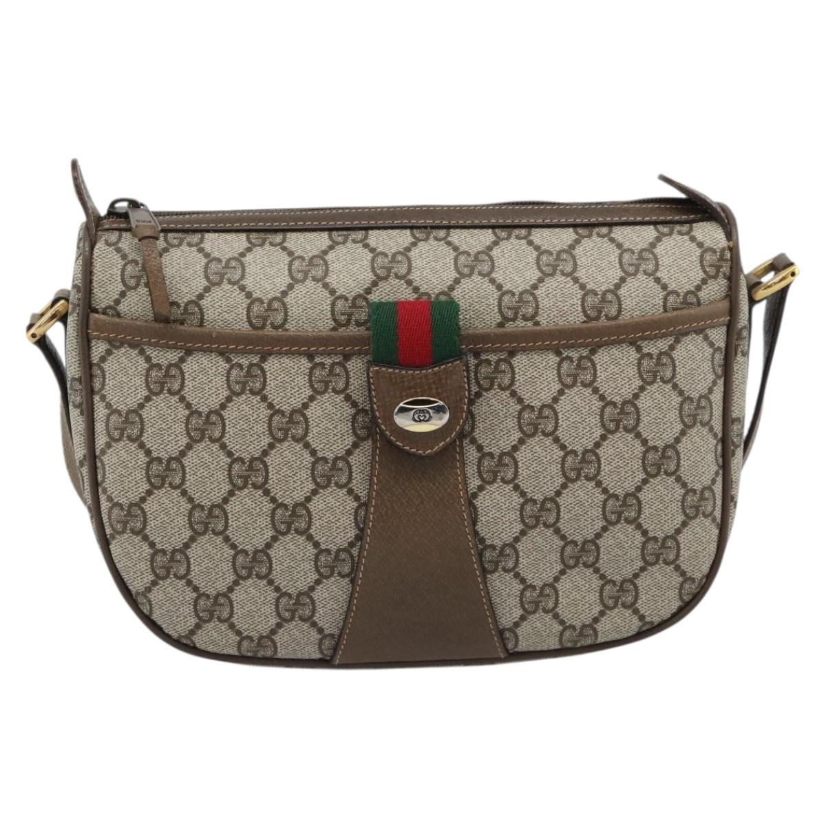 GUCCI GG Supreme Shoulder Bag PVC Leather Beige Gold Tone 89 02 032 Auth ep15231