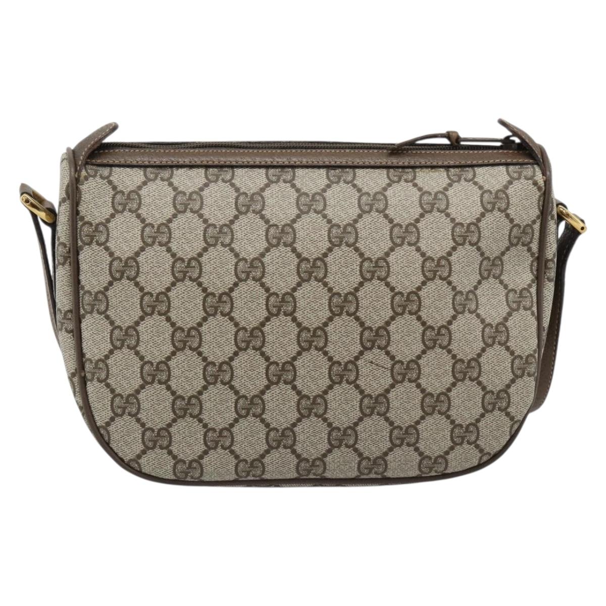 GUCCI GG Supreme Shoulder Bag PVC Leather Beige Gold Tone 89 02 032 Auth ep15231