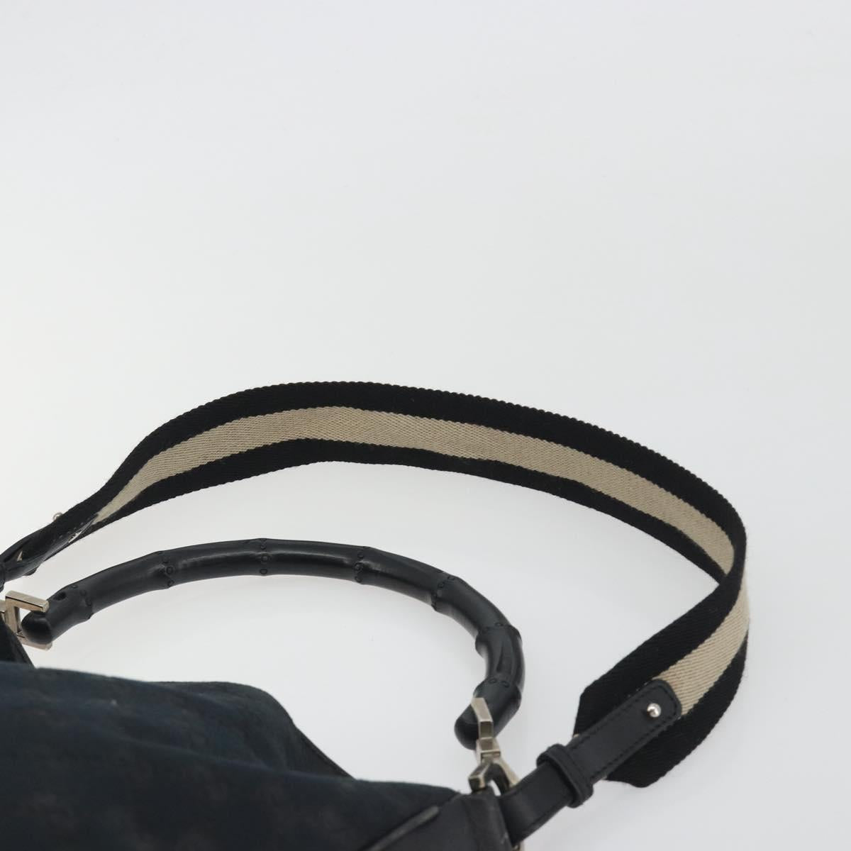 GUCCI GG Canvas Bamboo Hand Bag 2way Black Silver 001 4095 Auth ep15232