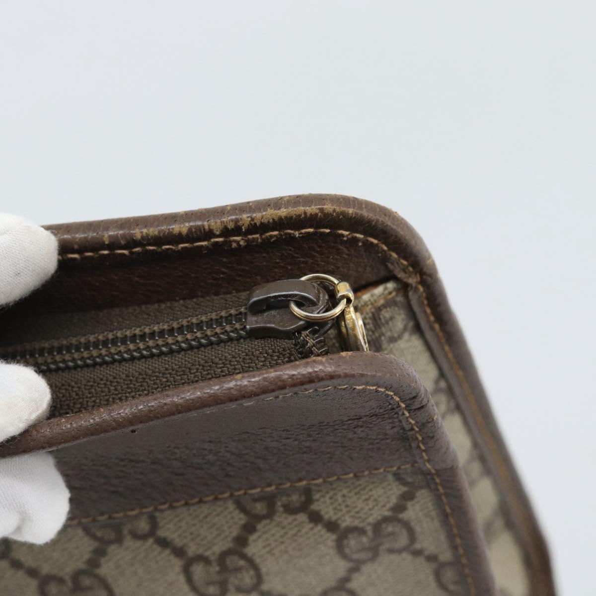 GUCCI GG Supreme Clutch Bag PVC Leather Beige Gold Tone Auth ep15234
