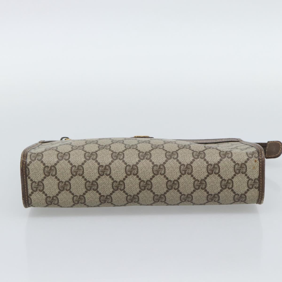 GUCCI GG Supreme Clutch Bag PVC Leather Beige Gold Tone Auth ep15234