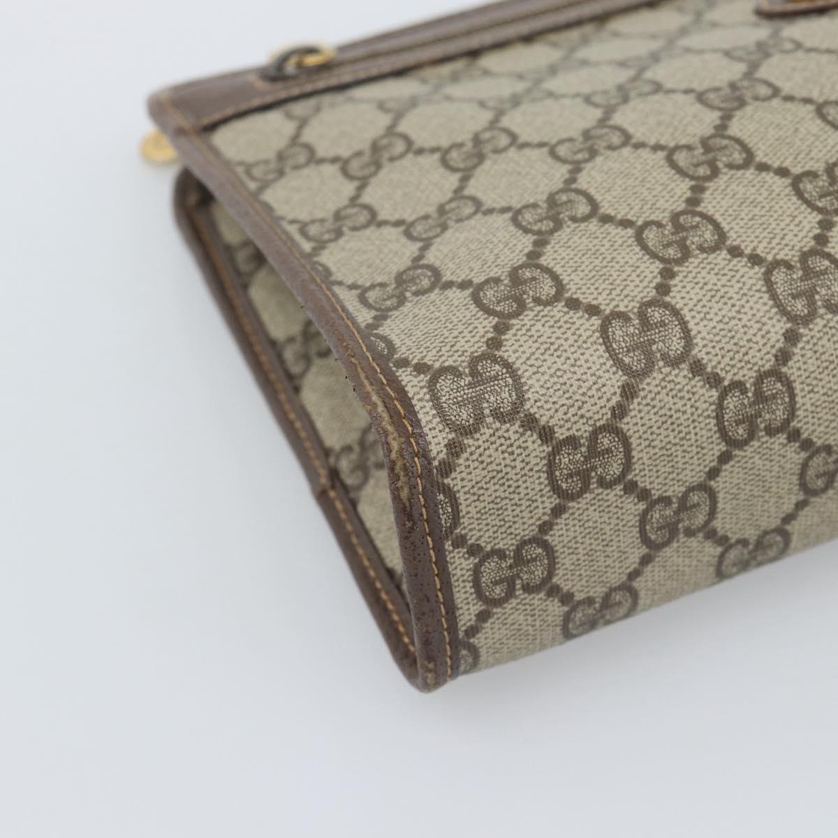 GUCCI GG Supreme Clutch Bag PVC Leather Beige Gold Tone Auth ep15234