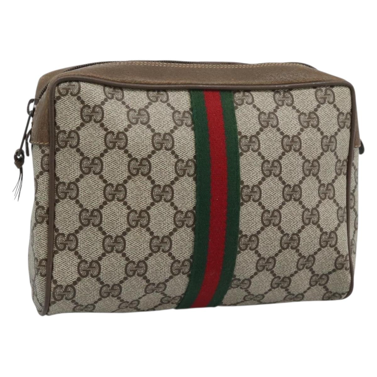 GUCCI GG Supreme Clutch Bag PVC Leather Beige 89 01 012 Auth ep15235