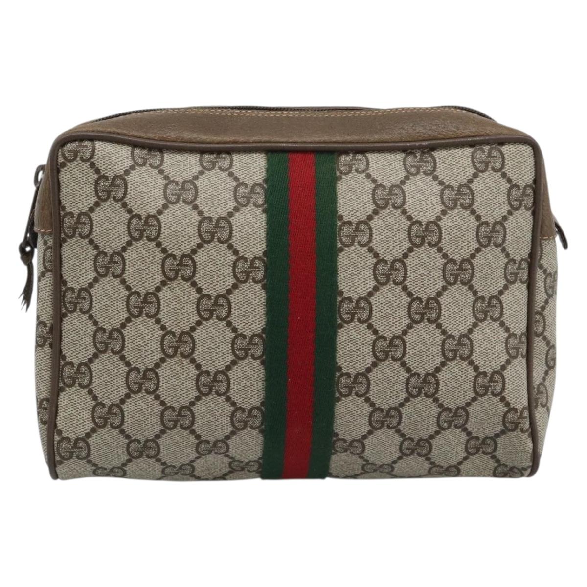 GUCCI GG Supreme Clutch Bag PVC Leather Beige 89 01 012 Auth ep15235