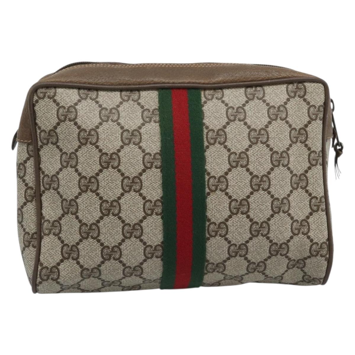 GUCCI GG Supreme Clutch Bag PVC Leather Beige 89 01 012 Auth ep15235