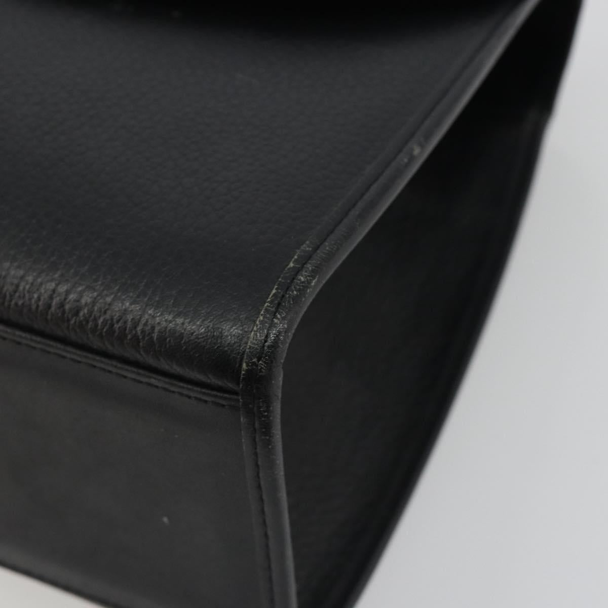 Burberrys Hand Bag Leather Black Silver Auth ep15237