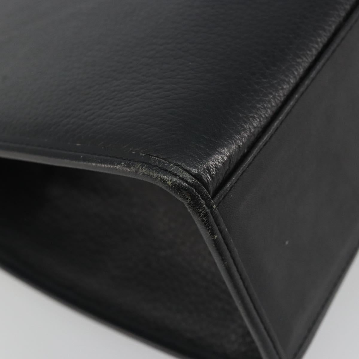 Burberrys Hand Bag Leather Black Silver Auth ep15237
