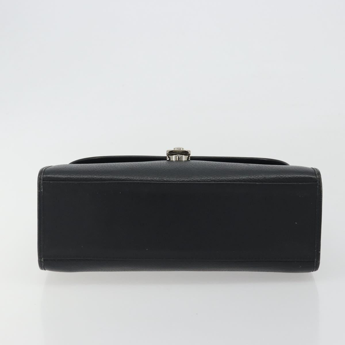 Burberrys Hand Bag Leather Black Silver Auth ep15237