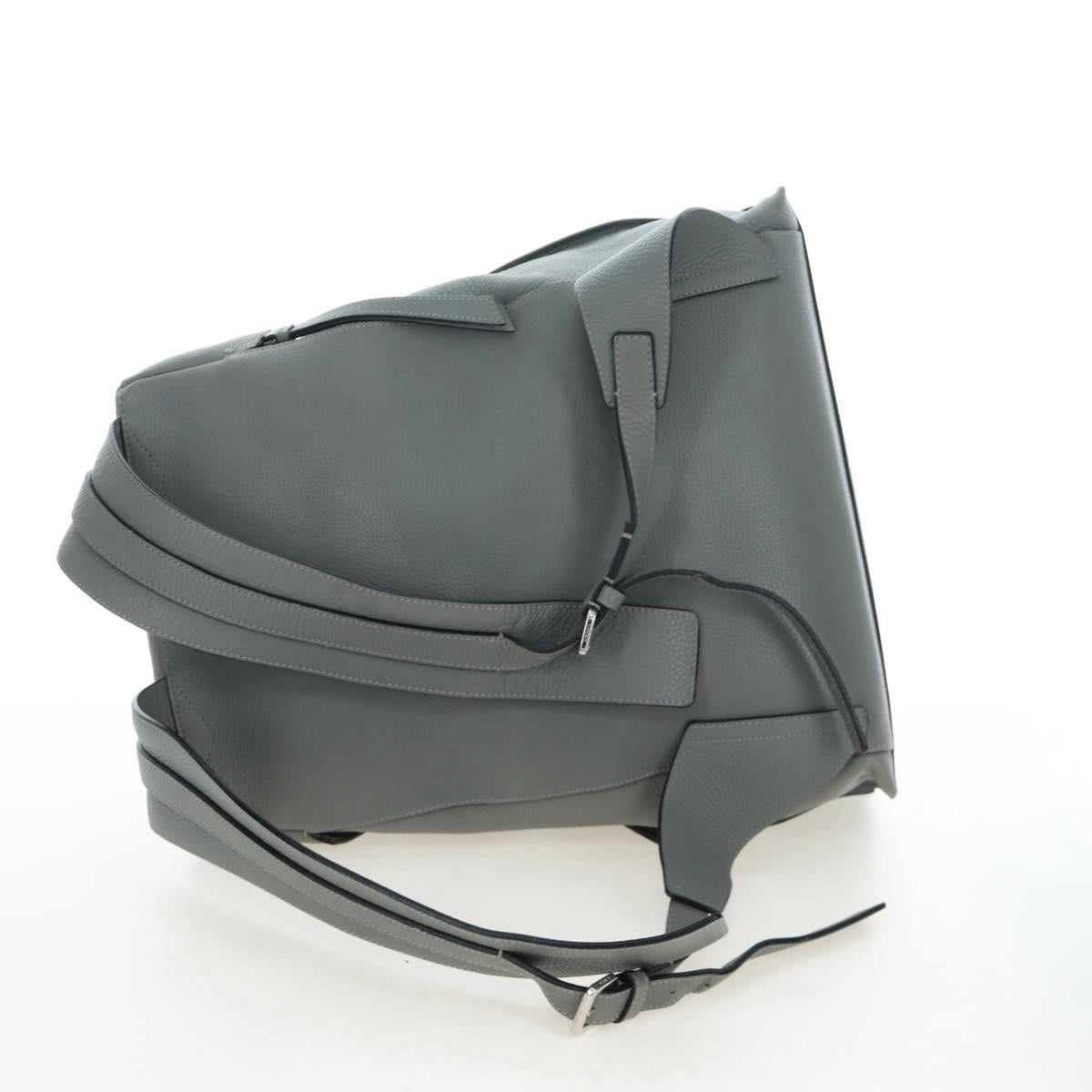 LOEWE Backpack Leather Gray Silver Auth ep15239V