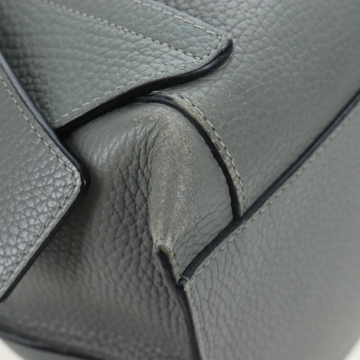 LOEWE Backpack Leather Gray Silver Auth ep15239V