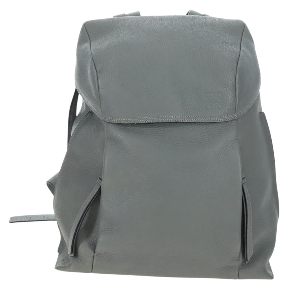 LOEWE Backpack Leather Gray Silver Auth ep15239V