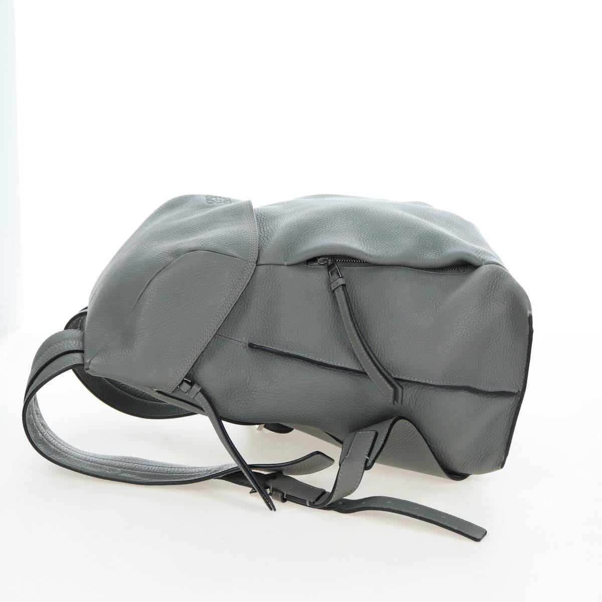 LOEWE Backpack Leather Gray Silver Auth ep15239V