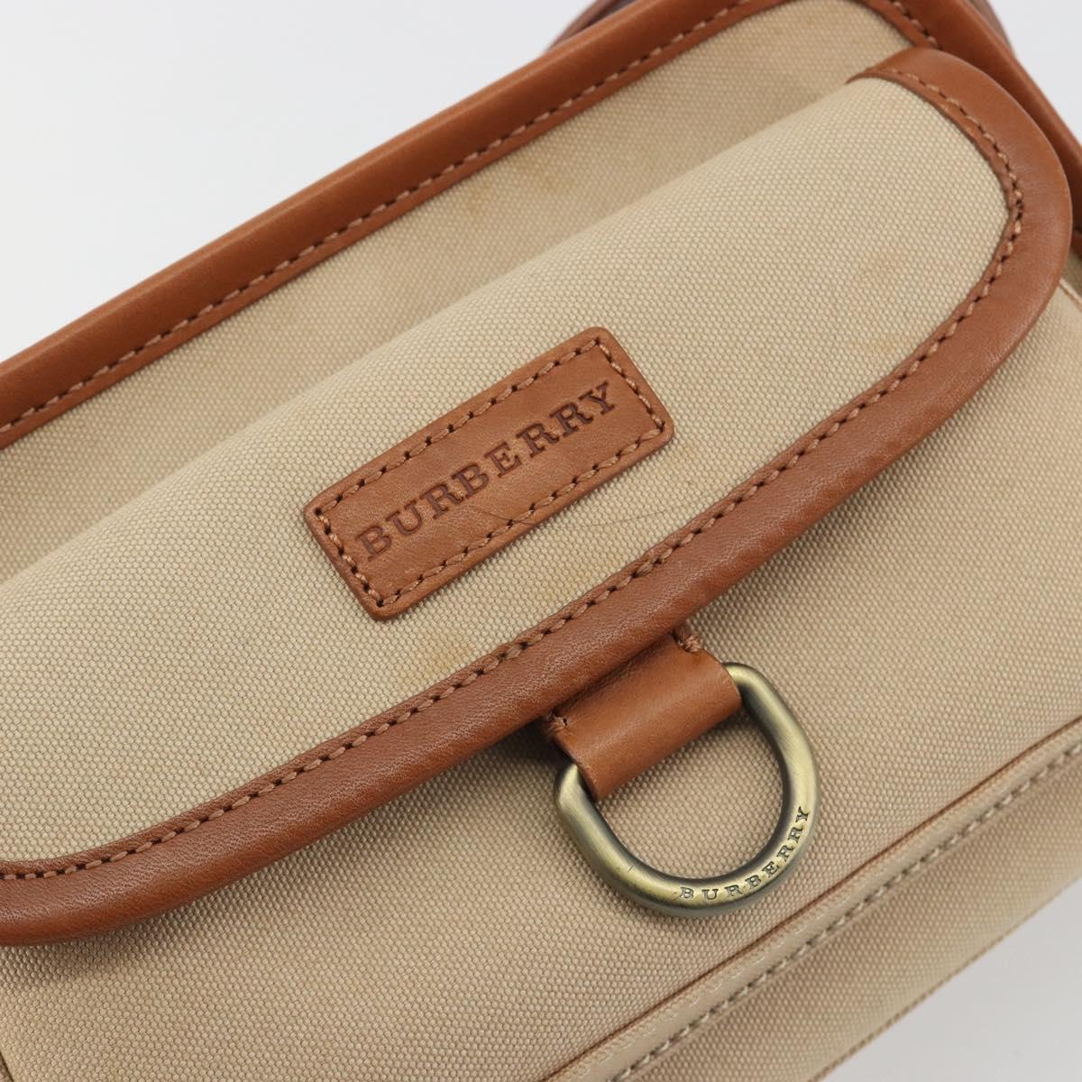 BURBERRY Shoulder Bag Canvas Beige Gold Tone Auth ep15241A