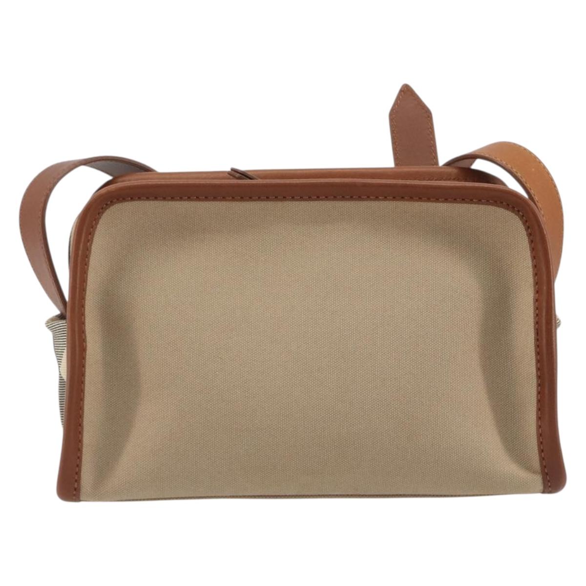 BURBERRY Shoulder Bag Canvas Beige Gold Tone Auth ep15241A