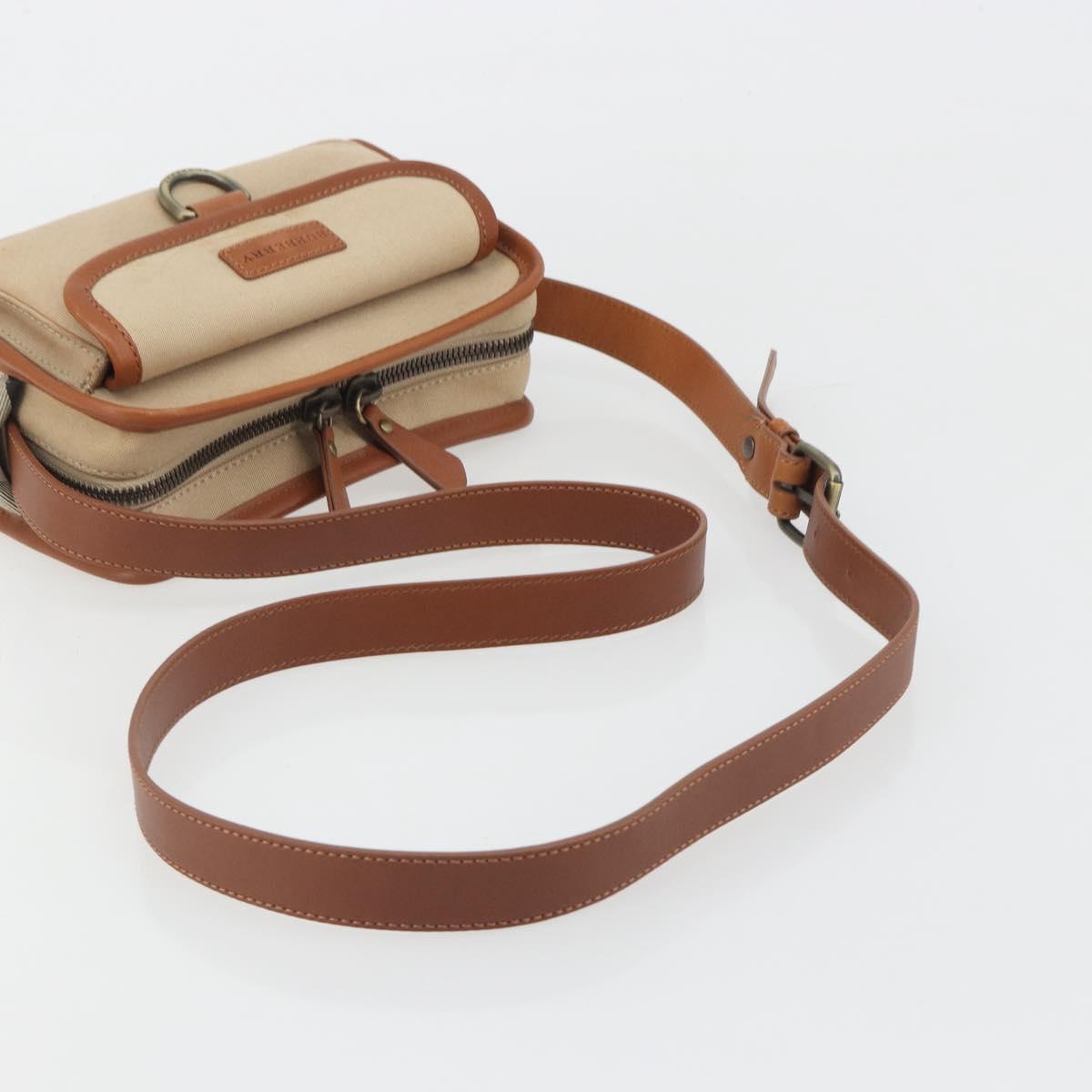 BURBERRY Shoulder Bag Canvas Beige Gold Tone Auth ep15241A
