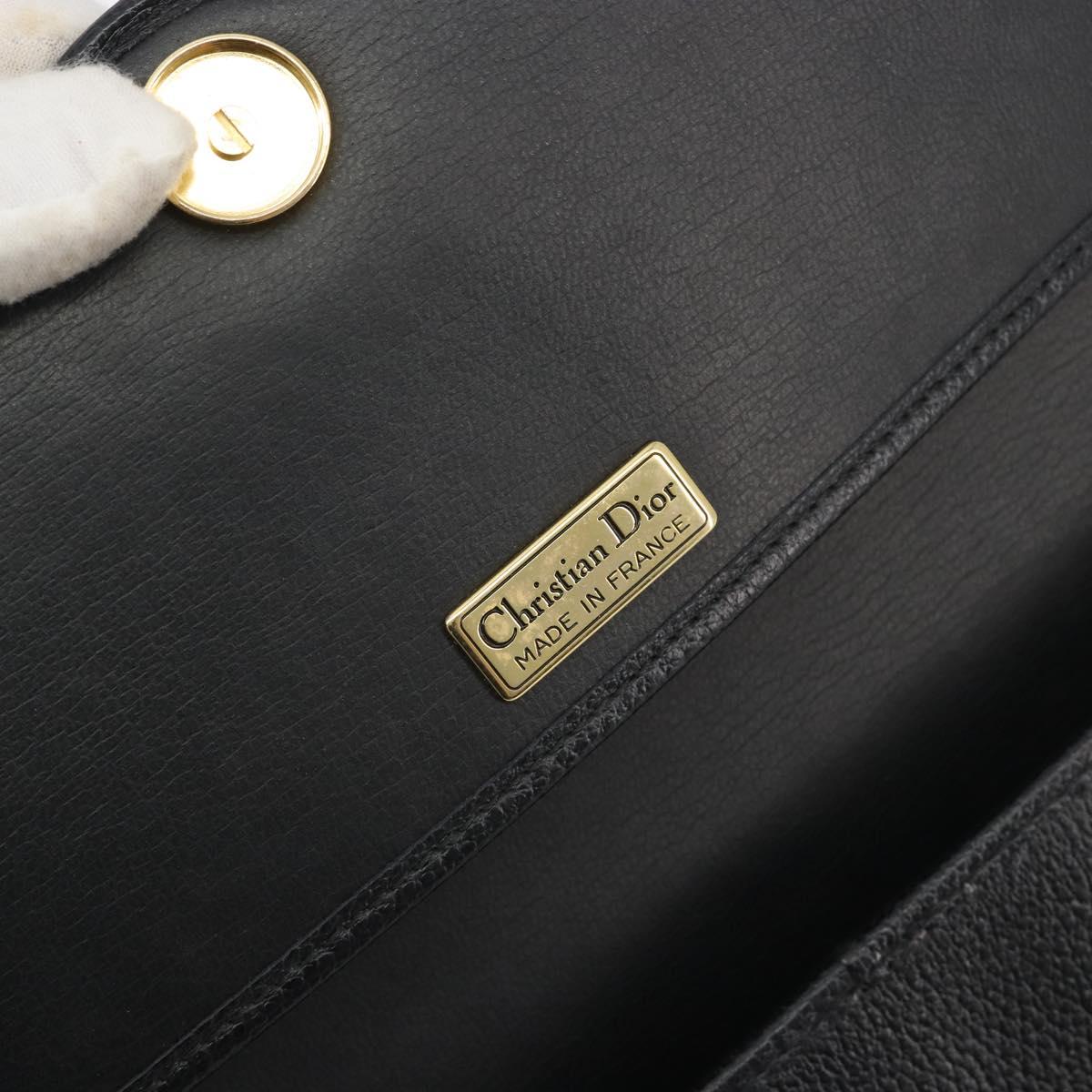 Christian Dior Chain Shoulder Bag Leather Black Gold Tone Auth ep15243A