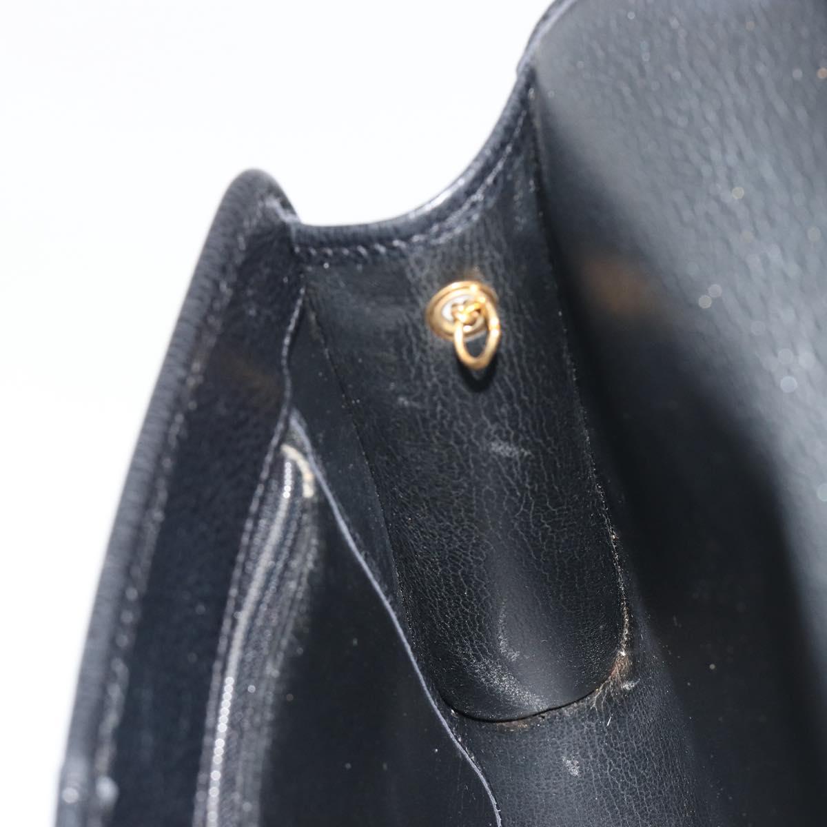 Christian Dior Chain Shoulder Bag Leather Black Gold Tone Auth ep15243A