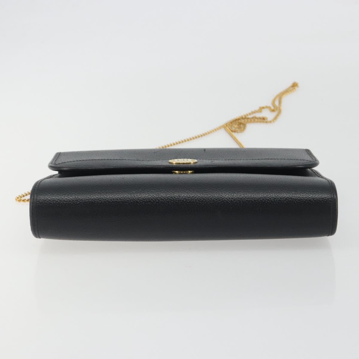 Christian Dior Chain Shoulder Bag Leather Black Gold Tone Auth ep15243A