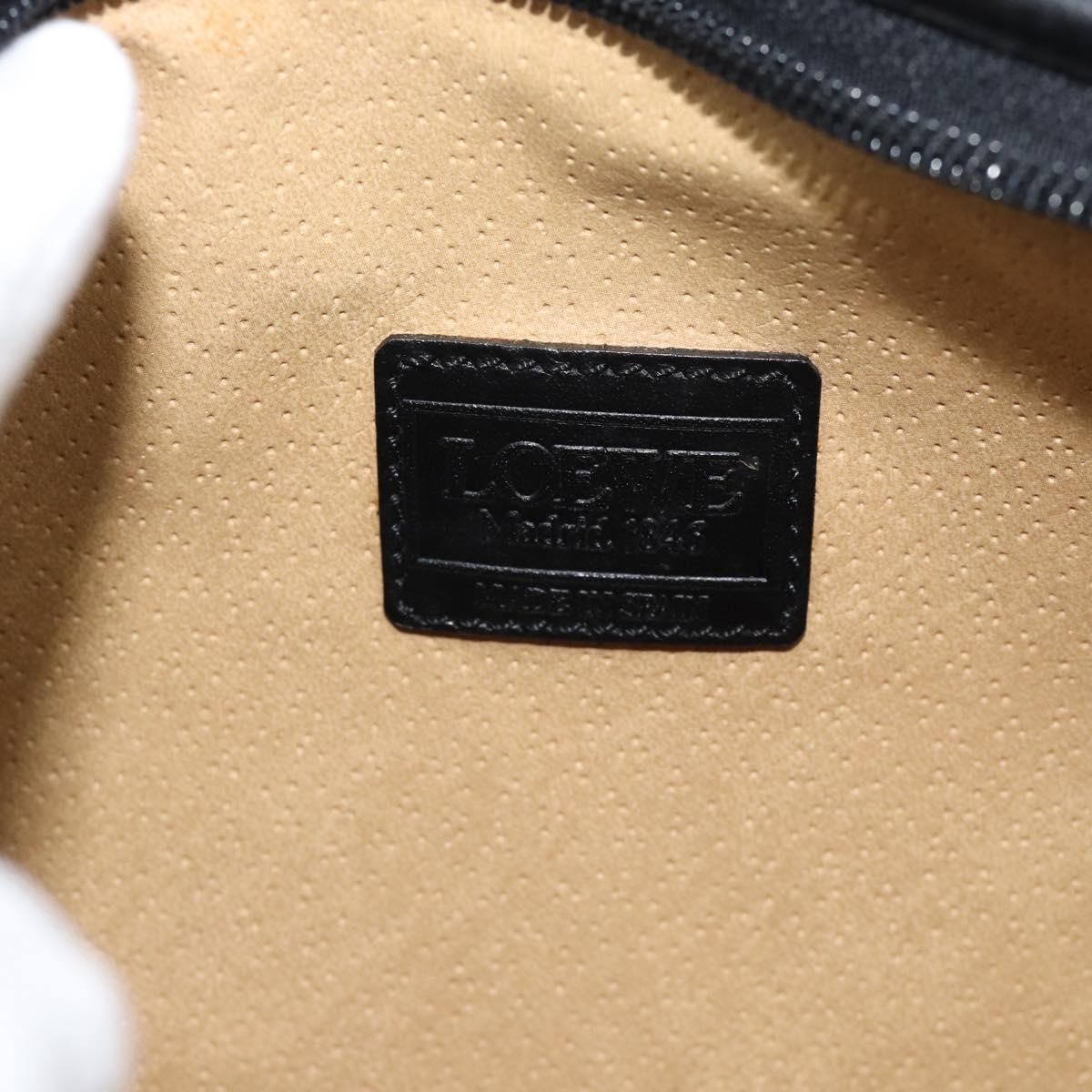 LOEWE Anagram Clutch Bag Canvas Black Gold Tone Auth ep15245