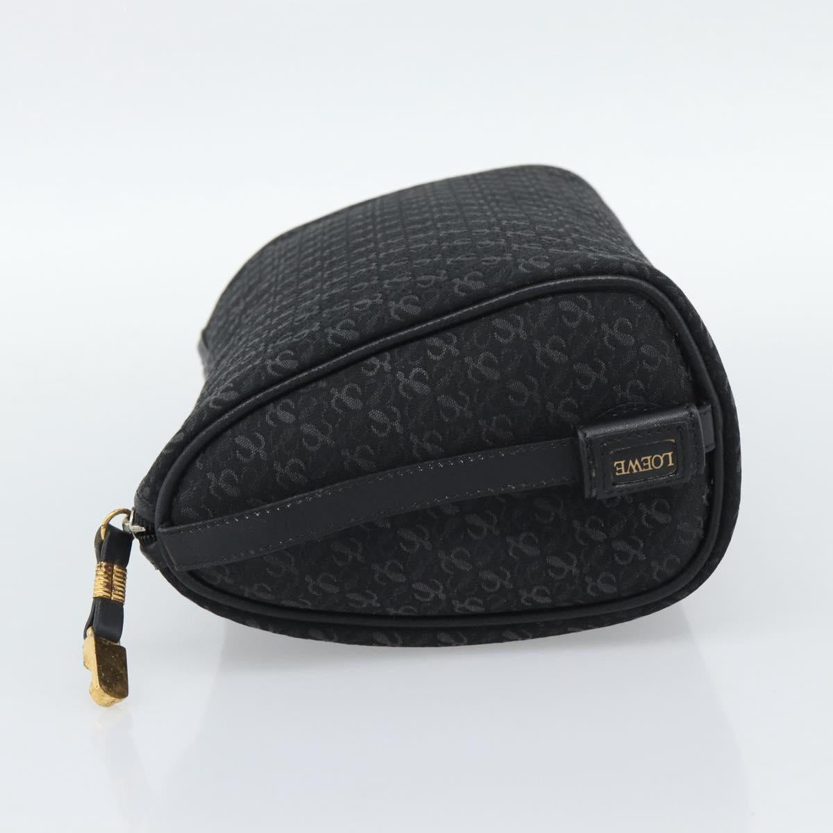 LOEWE Anagram Clutch Bag Canvas Black Gold Tone Auth ep15245