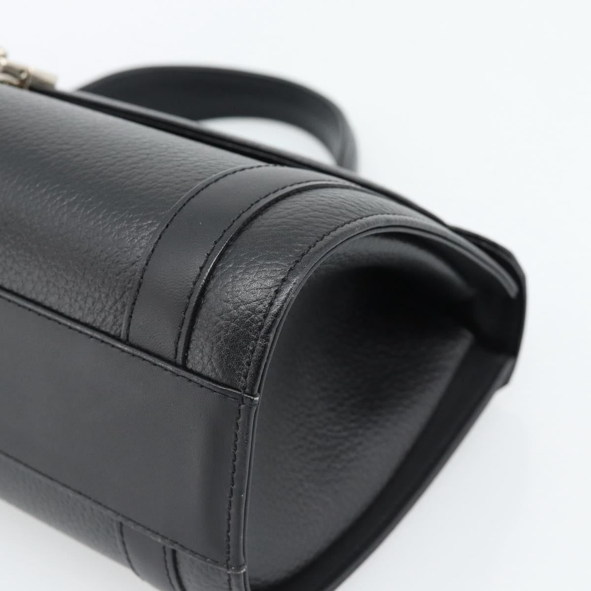 Burberrys Hand Bag Leather Black Silver Auth ep15246
