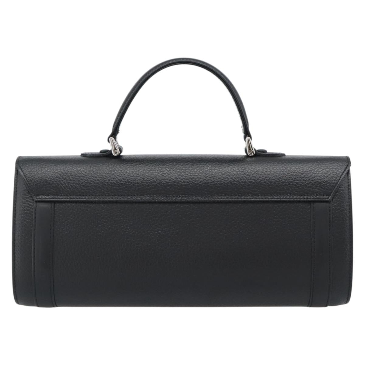 Burberrys Hand Bag Leather Black Silver Auth ep15246