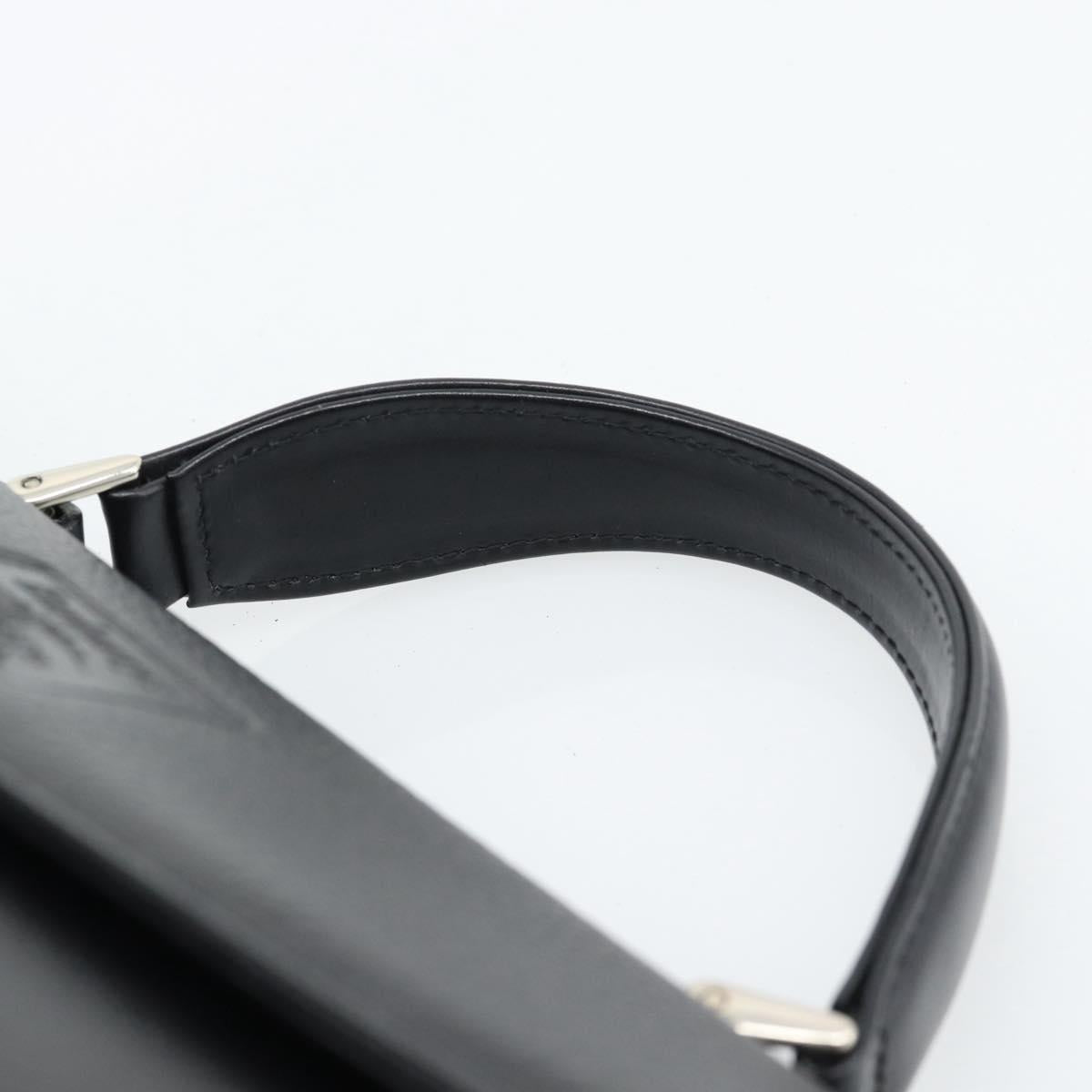 Burberrys Hand Bag Leather Black Silver Auth ep15246
