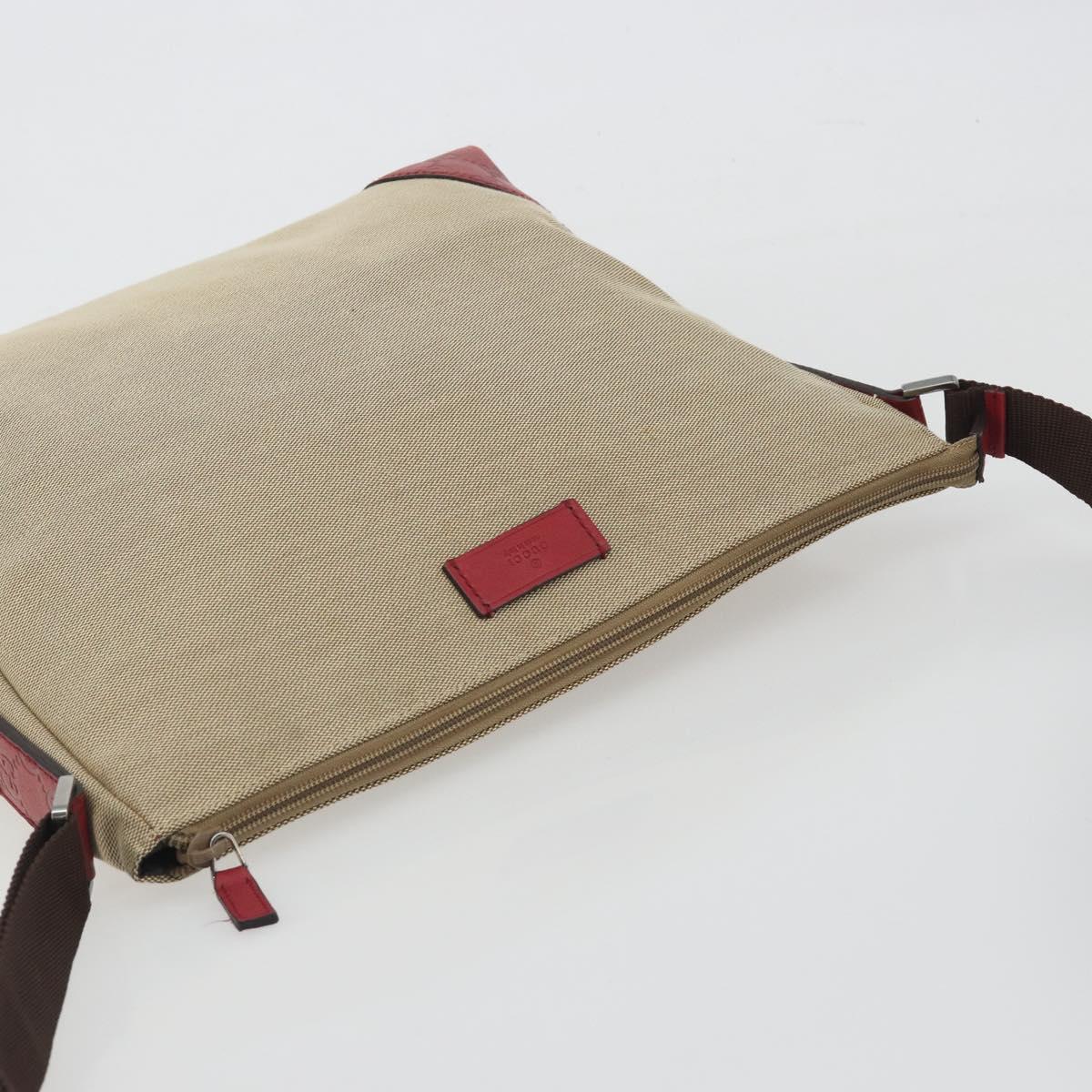 GUCCI GuccissimaGG Shoulder Bag Canvas Beige Red 257301 Auth ep15248