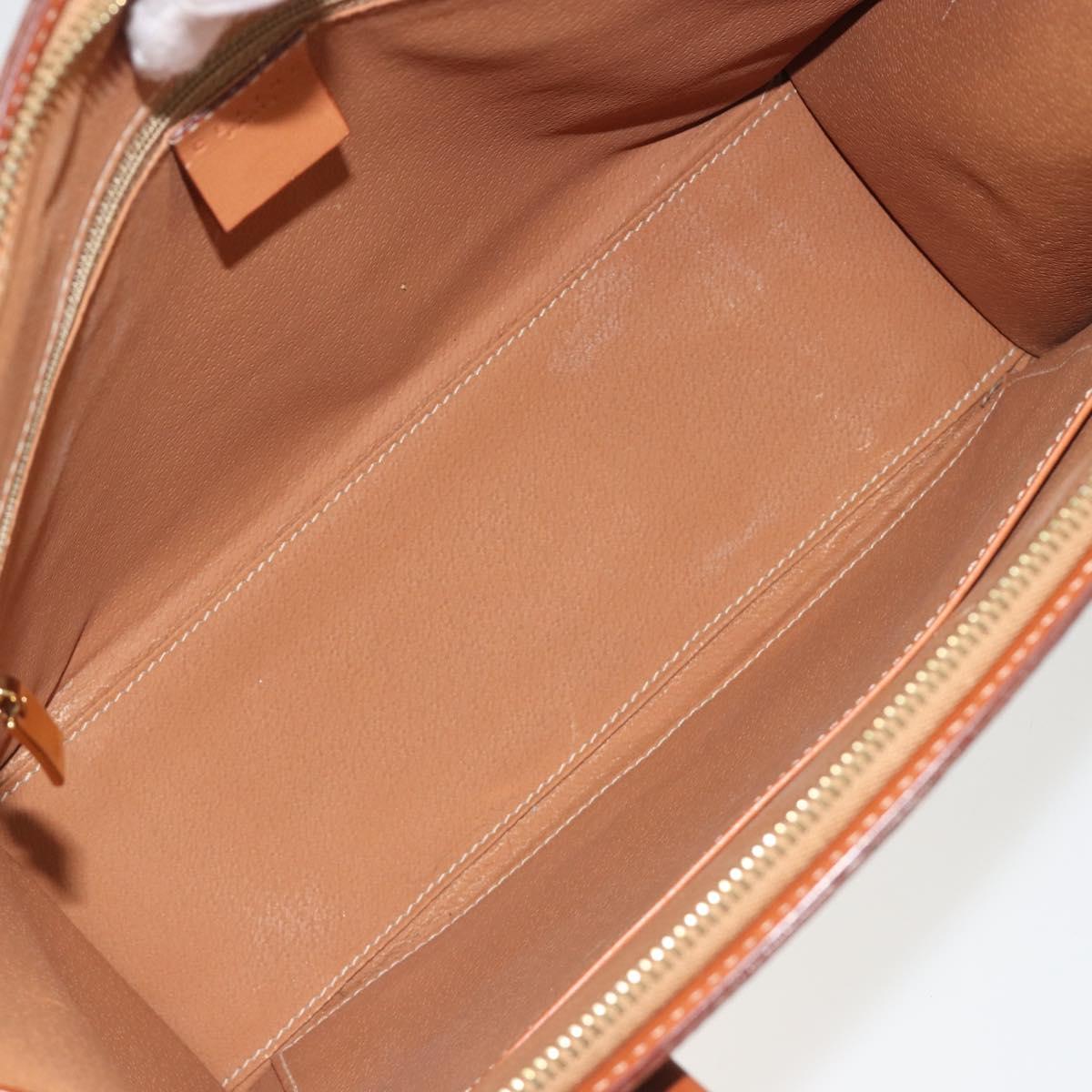 CELINE Macadam Hand Bag PVC Leather 2way Brown Gold Tone Auth ep15253