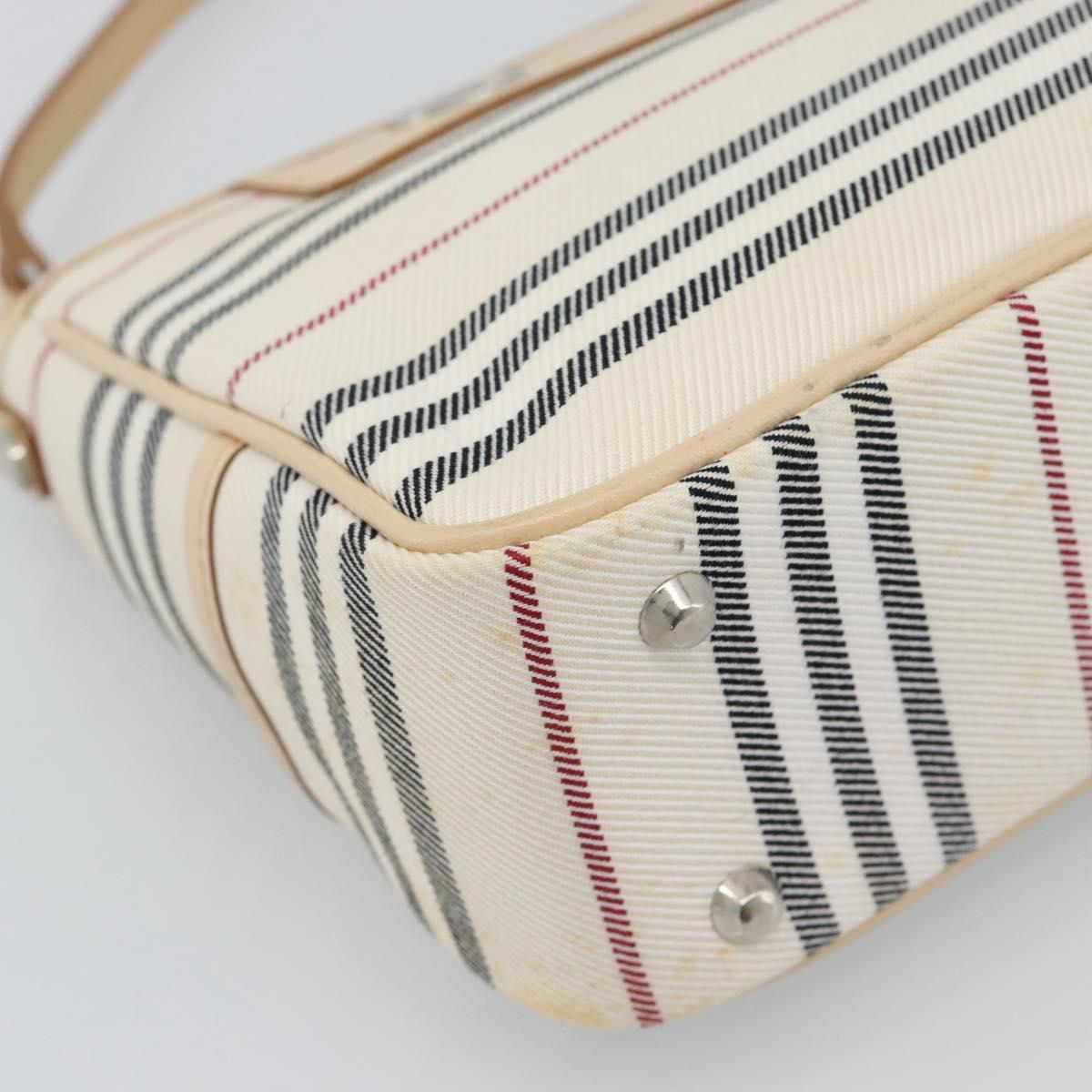 BURBERRY Shoulder Bag Canvas White Silver Auth ep15254