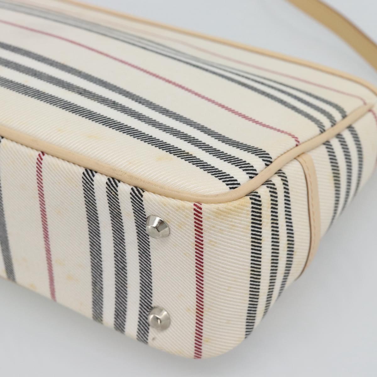 BURBERRY Shoulder Bag Canvas White Silver Auth ep15254