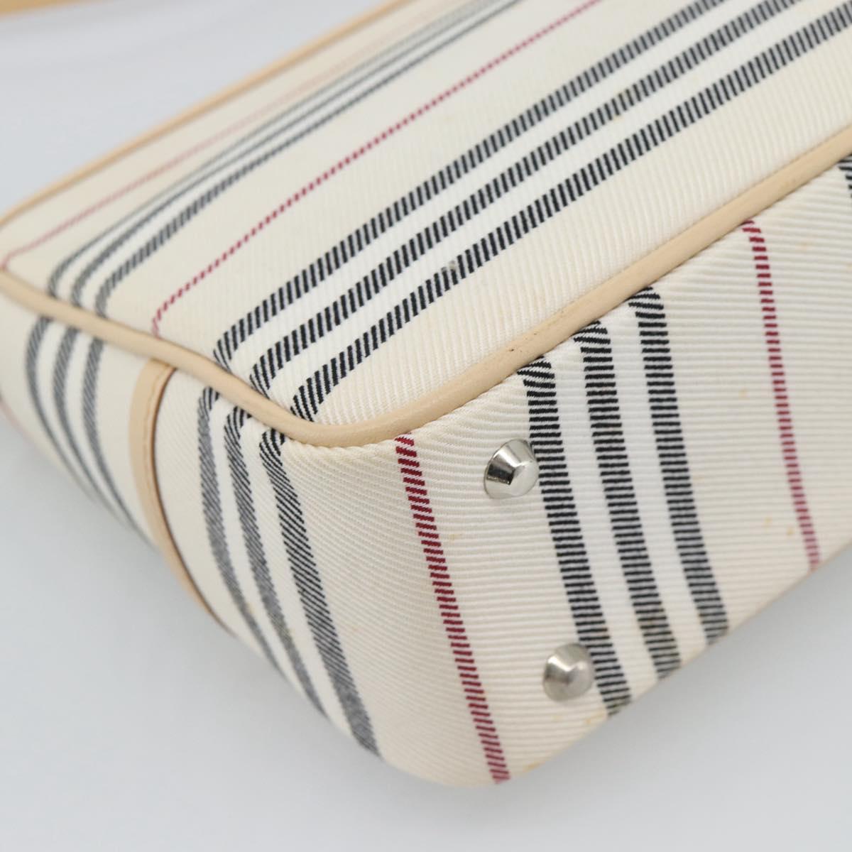 BURBERRY Shoulder Bag Canvas White Silver Auth ep15254