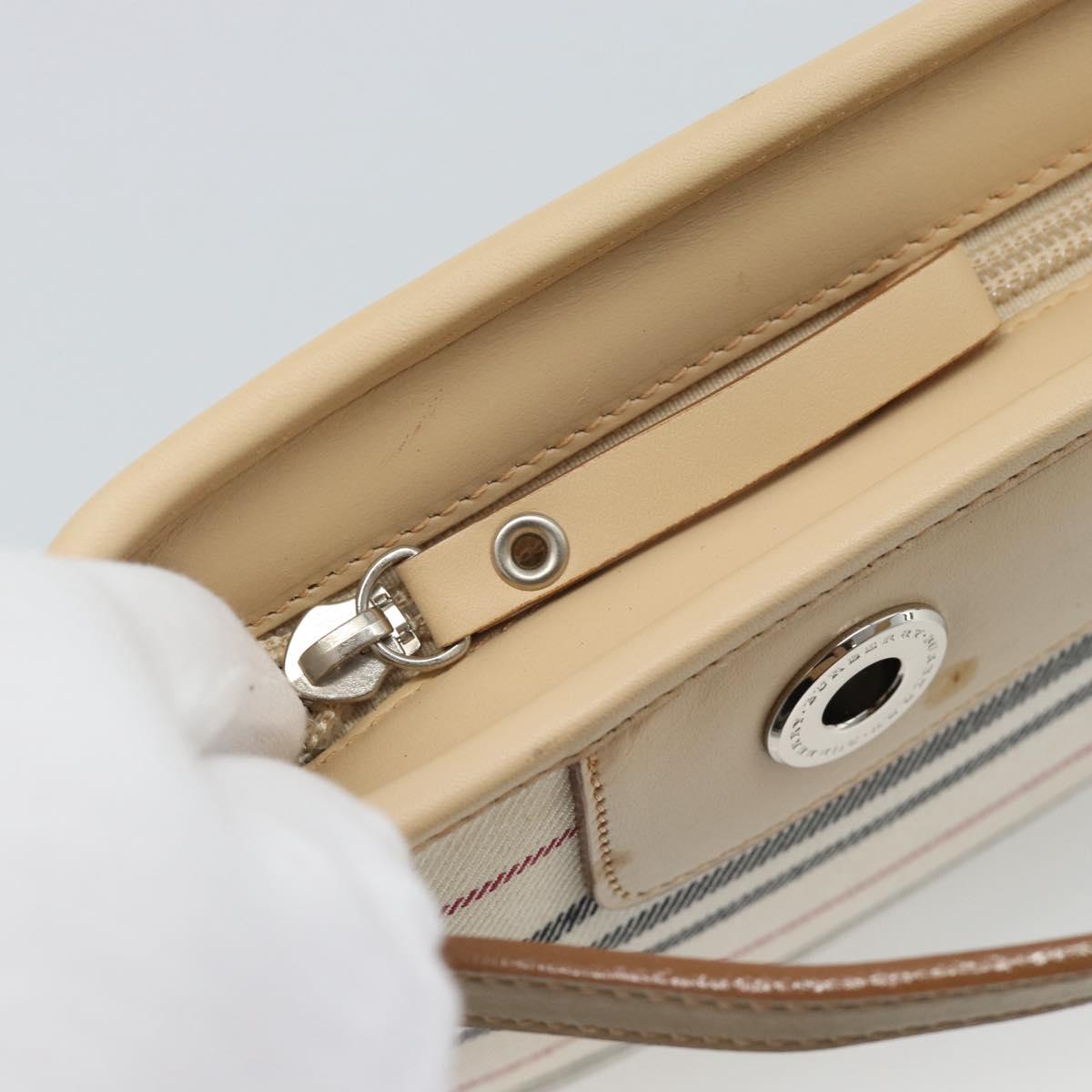 BURBERRY Shoulder Bag Canvas White Silver Auth ep15254