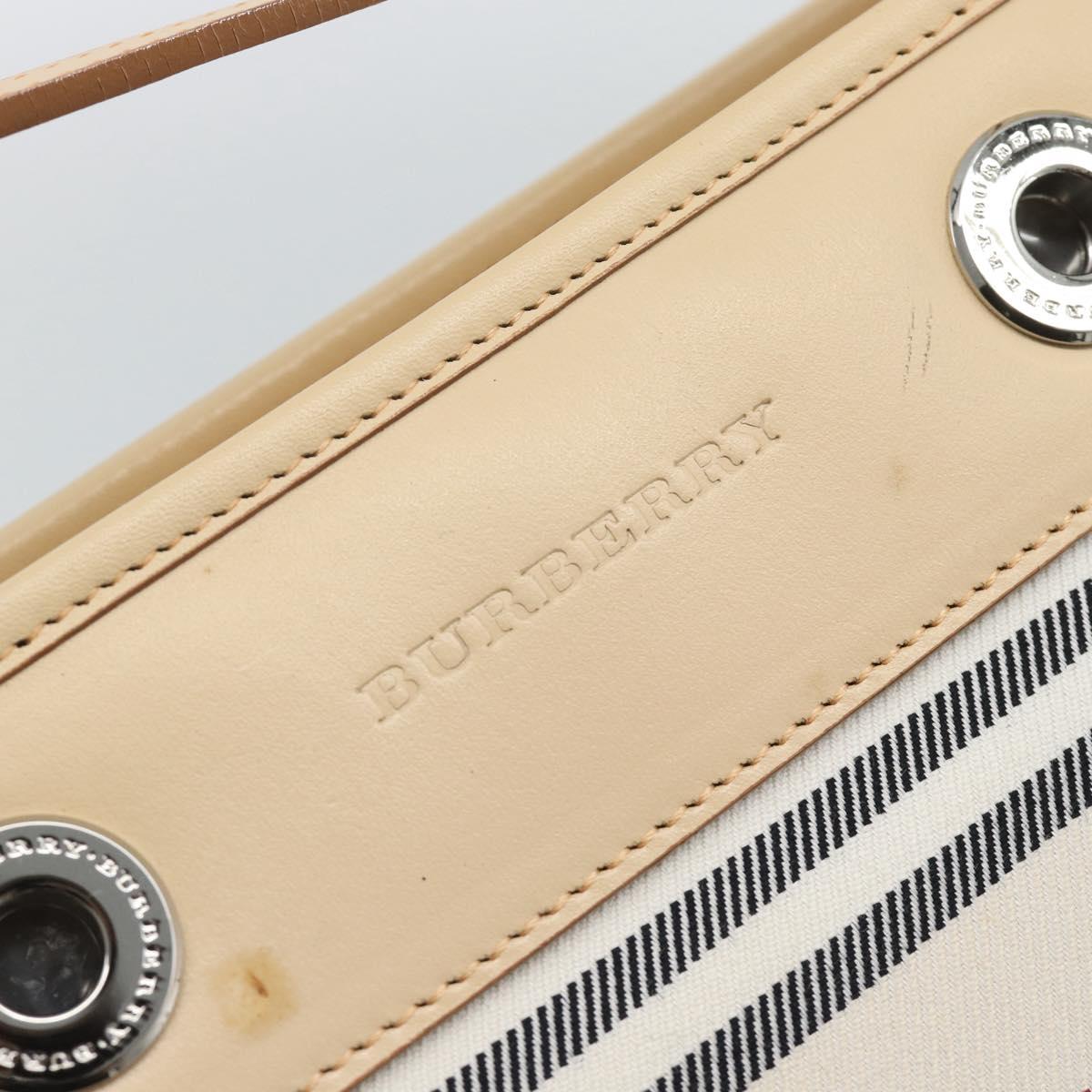 BURBERRY Shoulder Bag Canvas White Silver Auth ep15254