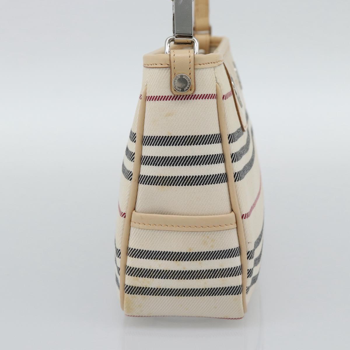 BURBERRY Shoulder Bag Canvas White Silver Auth ep15254