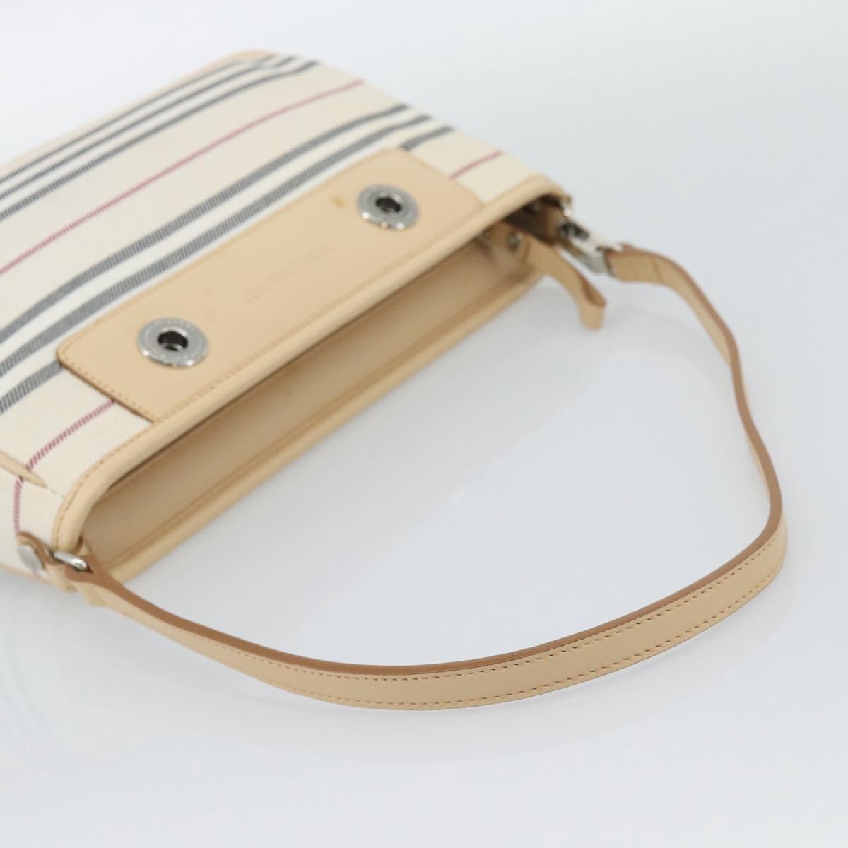 BURBERRY Shoulder Bag Canvas White Silver Auth ep15254