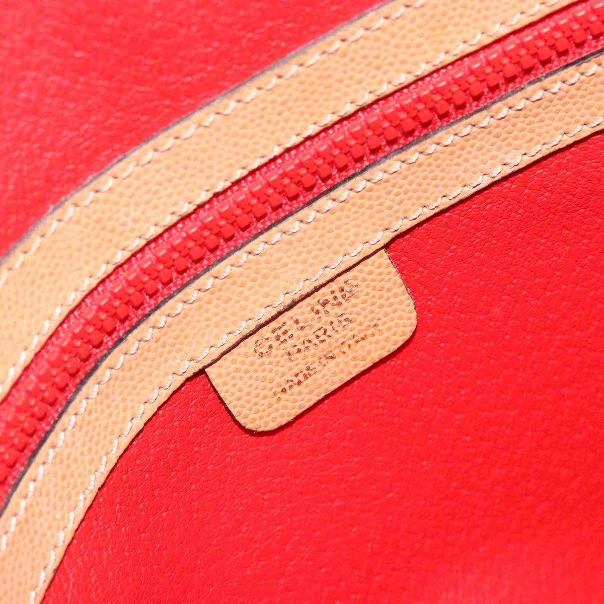 CELINE Shoulder Bag Leather Beige Gold Tone Auth ep15255