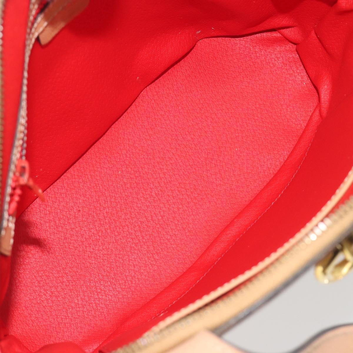 CELINE Shoulder Bag Leather Beige Gold Tone Auth ep15255