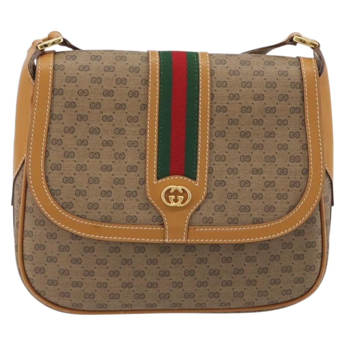 GUCCI Micro GG Supreme Shoulder Bag PVC Beige Gold 001 084 0914 Auth ep15257