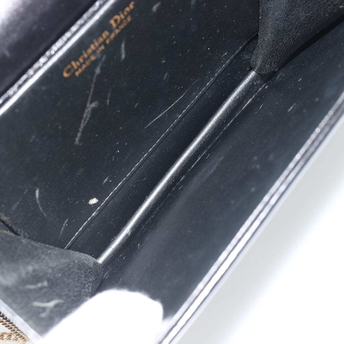 Christian Dior Chain Shoulder Bag Leather Black Gold Tone Auth ep15258