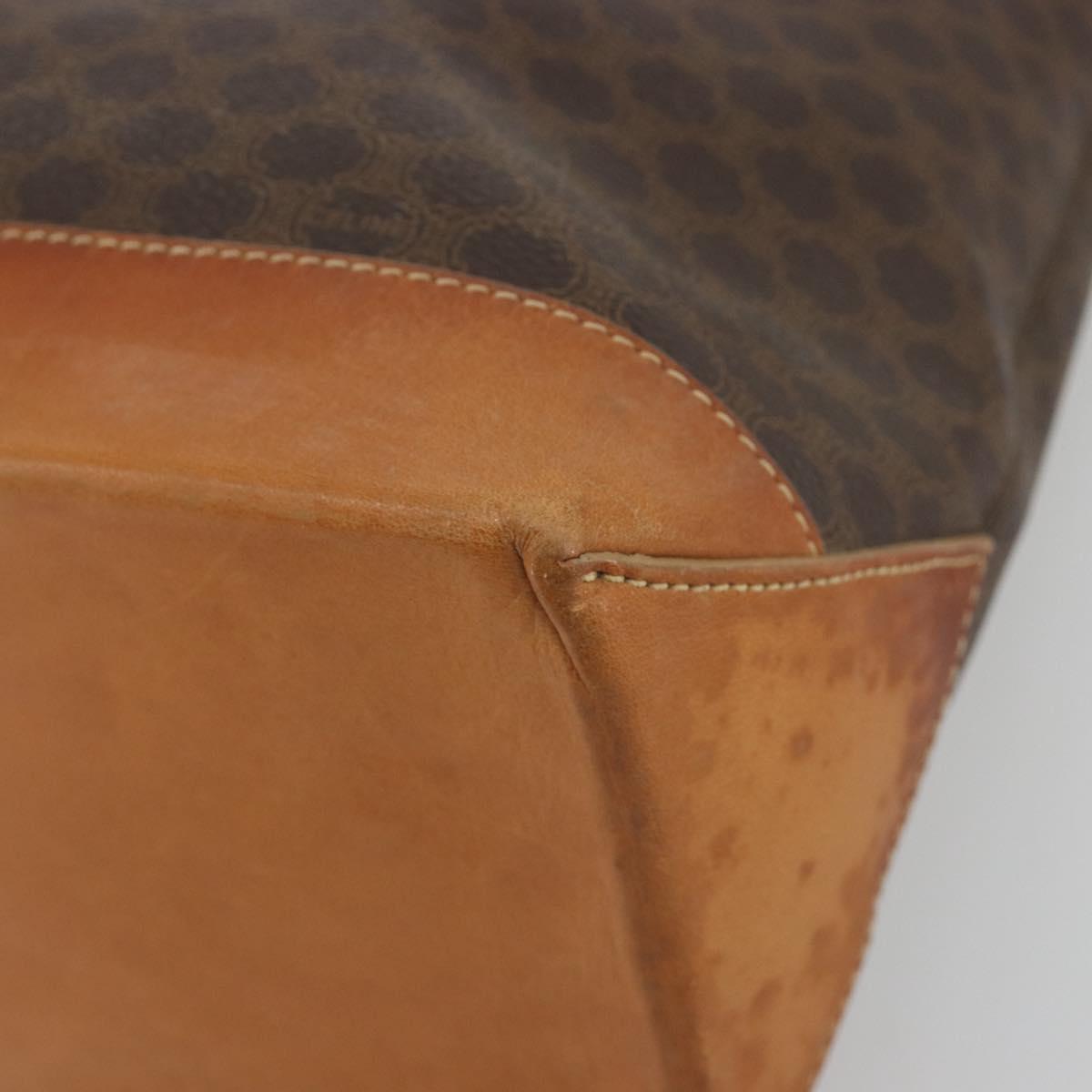 CELINE Macadam Tote Bag PVC Leather Brown Gold Tone Auth ep15259
